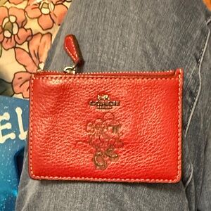 Coach Cherry Red Leather Pouch